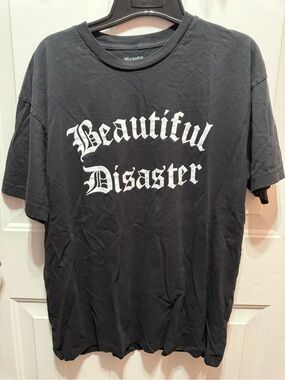 Beautiful Disaster Women's Short Sleeve Graphic Tee - Black Size L